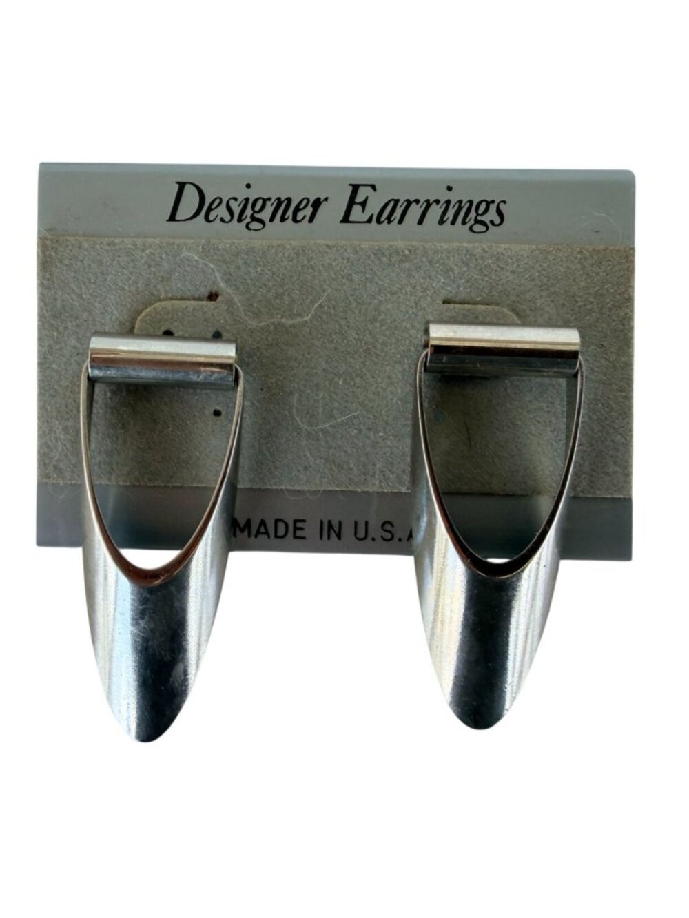 Vintage NOS Large Statement Silver-Tone Designer Pierced Earrings Modern USA